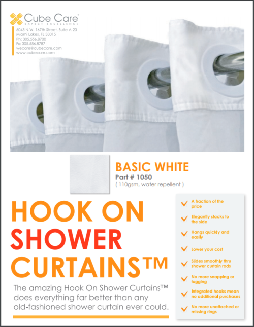 Hook On Shower Curtains - White Plastic Rings - Cubecare